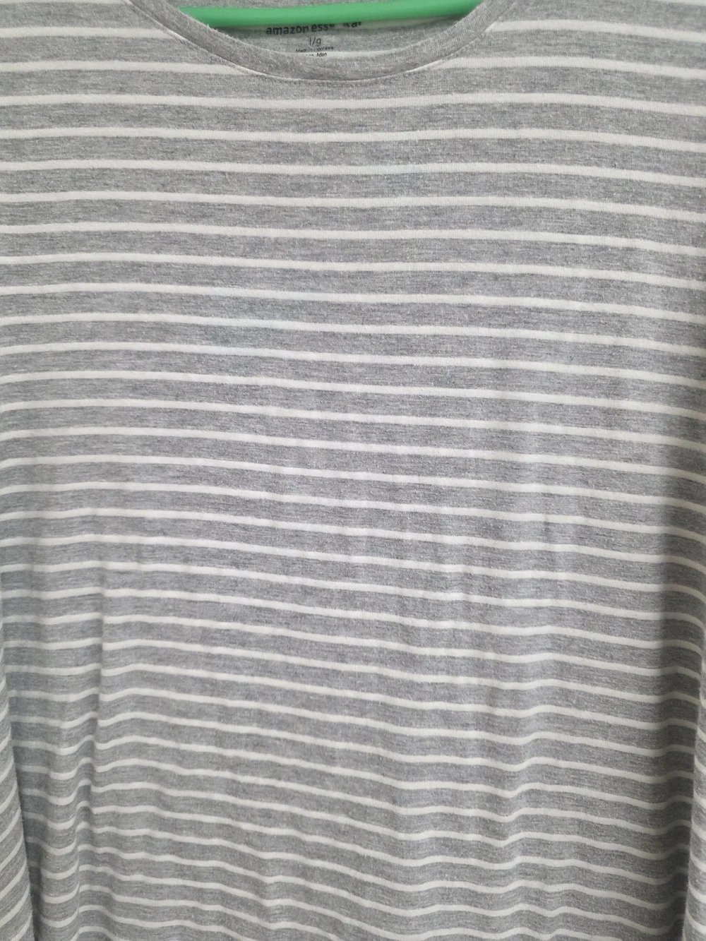 Amazon Women's Gray and White Striped Short-Sleeve Tee (0709)